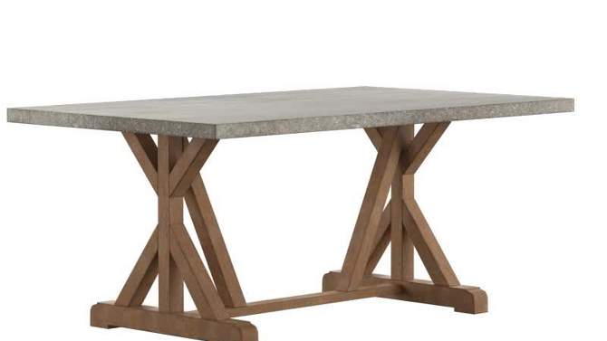 Camilla Farmhouse Concrete Topped Trestle Dining Table Vintage Pine - Inspire Q, 2 of 8, play video