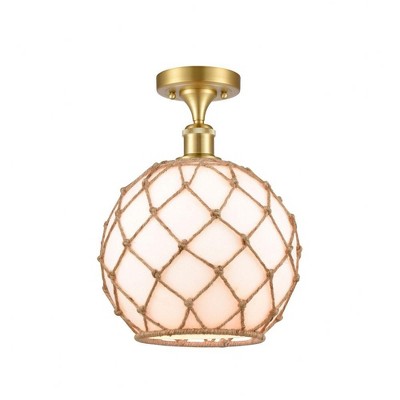 Farmhouse Rope - 1 Light Semi-Flush Mount In Industrial Style-15 Inches Tall and 10 Inches Wide