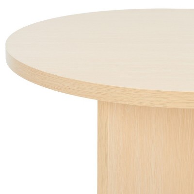 Natural Wood Oval Coffee Table with V-Shaped Base