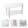 Small Coffee Table, 2 Tier Oval Wooden Modern Coffee Table Warm White - 4 of 4