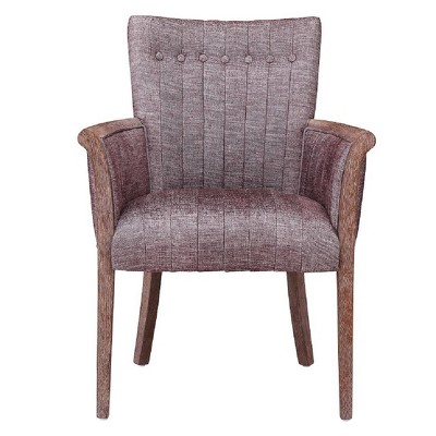 Ash Wood Frame Linen Upholstered Transitional Arm Chair, Brown