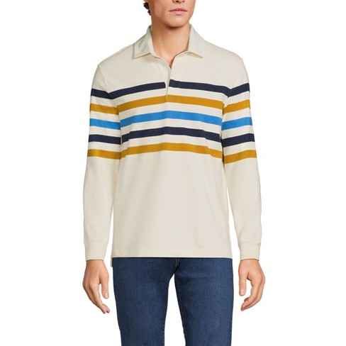 Lands' End Men's Long Sleeve Stripe Rugby Shirt - Large - Ivory/aged ...