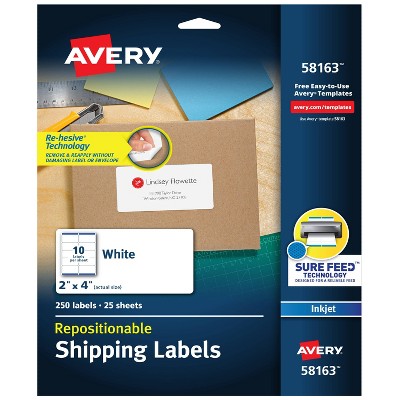 Avery 2 x 4 Re-hesive Inkjet Labels- White (250 per Pack)