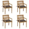 vidaXL Solid Teak Wood Batavia Chairs Set with Taupe Cushions - Outdoor Garden Patio Deck Furniture - 2 of 4
