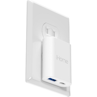 iHome USB C Charger: AC Pro 20W Multiport USB Charger (1 USB-C Port, 1 USB-A Port), Flat USB C Charger Block