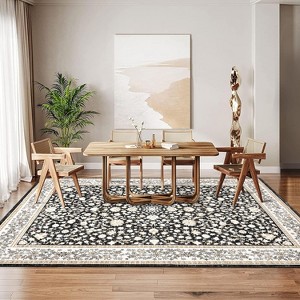 Coucheta Vintage Washable Area Rugs, Non-Slip Low Pile with Rubber Backing for Living Room, Bedroom, Kitchen, Home Office Decor,Multi-Color & Size - 1 of 4