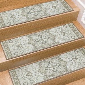 15 Pack 8-in x 30-in Non Slip Carpet Stair Treads with Reusable Adhesive  Stair Rugs Bohemia - 1 of 4