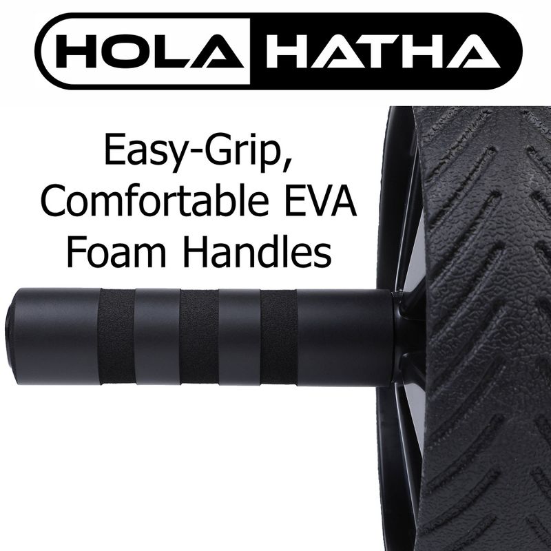 HolaHatha Compact Exercise Fitness Abdominal Core Building Workout Single Non Slip Ab Roller Wheel Equipment with Handles for Home Gym and Toning, 5 of 7