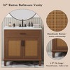 NicBex Handcrafted Rattan Bathroom Vanity with Ceramic Sink, Modern Freestanding Vanity with Drawer Storage & Solid Fir Legs,Farmhouse Vanity Bathroom - 3 of 4