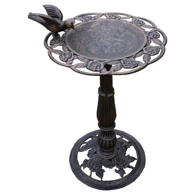 28" Rose BirdBath - Antique Bronze