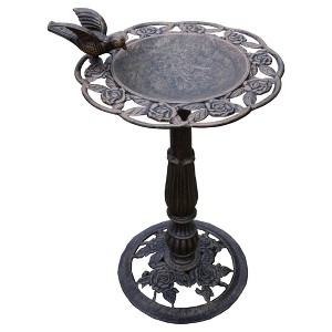 28" Rose BirdBath - Antique Bronze - Oakland Living: Cast Aluminum, Maintenance Free, Freestanding - 1 of 4