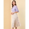 Allegra K Women's Vintage Round Neck Elbow Sleeve Semi Sheer Lace Blouse - 4 of 4
