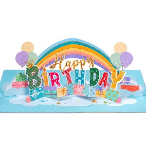 Paper Love 3D Happy Birthday Rainbow Pop Up Card, For Adults or Kids - 5" x 7" Cover - Includes Envelope and Note Tag - 1 of 4