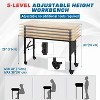 Heavy Duty Adjustable Workbench with Power Outlet, Pegboard & Wheels, 2000lb Capacity for Garage - 3 of 4