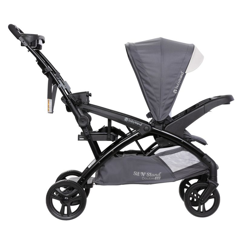 Baby Trend Sit N' Stand Double Stroller 2.0 DLX with 5 Point Safety Harness, Canopy, Extra Basket, 2 Cup Holders & Covered Compartment, Magnolia, 4 of 8