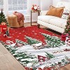 TackView Christmas Area Rug, Red Green Snowflake Tree Rugs Washable Throw Runner Rugs Carpet for for Living Room Kitchen - 3 of 4
