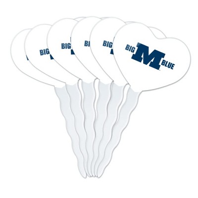 Millikin University Secondary Logo Heart Love Cupcake Picks Toppers Decoration Set of 6