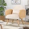 Foam Upholstered Back Rest Seat Armrest Accent Rattan Chair with Metal Legs Mid Century Armchair for Restaurants Living Kitchen Dining Room Office - 2 of 4
