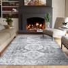 Washable Vintage Oriental Rug Non Slip Low Pile Rug Soft Throw Floor Cover Retro Medallion Foldable Indoor Carpet for Living Room Bedroom Playroom - 2 of 4