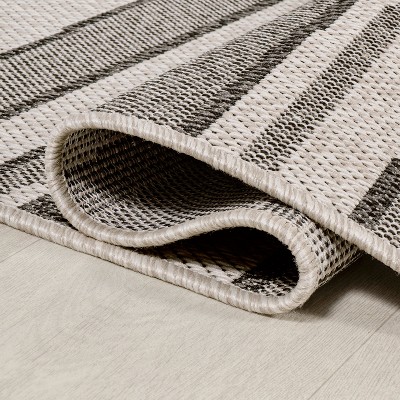 63" Gray Stripe Synthetic Rectangular Washable Rug