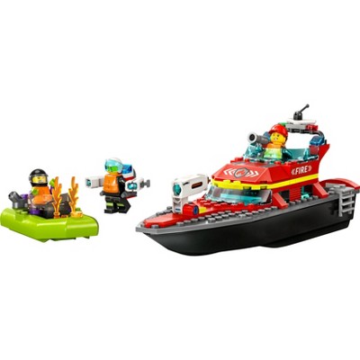 LEGO City Fire Rescue Boat Toy, Floats on Water Set 60373_1