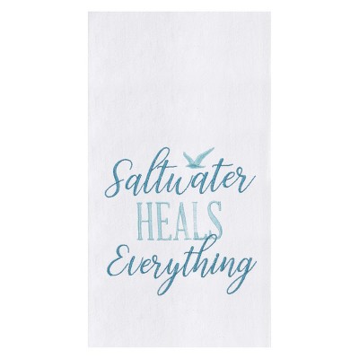 C&F Home Saltwater Heals Embroidered Cotton Flour Sack Kitchen Towel Dishtowel