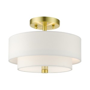Livex Lighting Meridian 2 - Light Semi-Flush Mount in  Satin Brass - 1 of 2