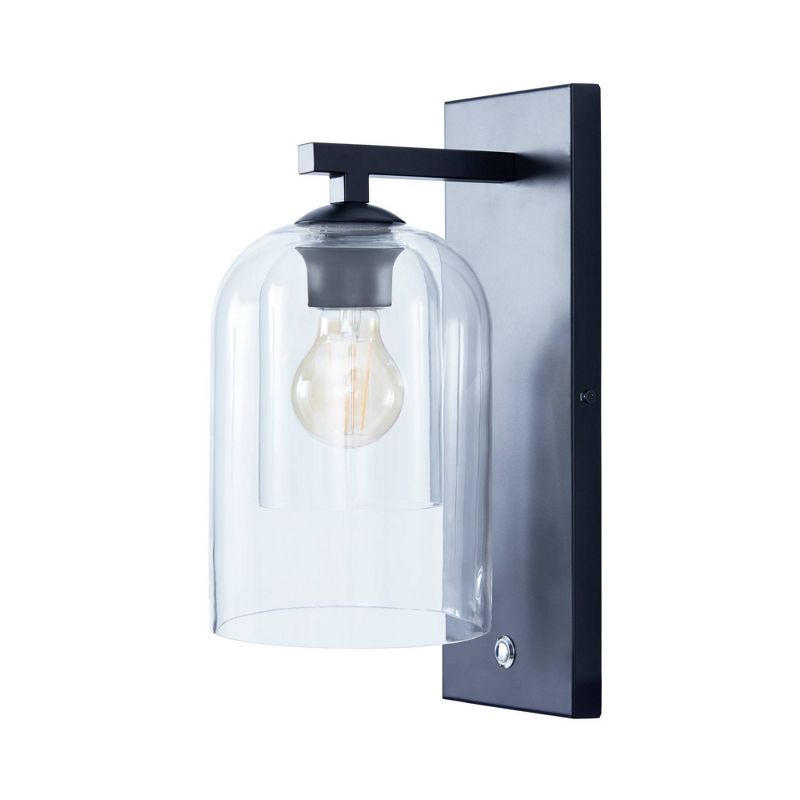 1-Light Glass Wall Sconce with Dome Shade Black - Teamson Home, 6 of 8