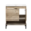 Merax Modern Wood-Grain Bathroom Vanity with Ceramic Sink, Sliding Drawer & Open Shelf - 3 of 4