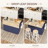Aghana Digitals Mobile Kitchen Cart with Drop Leaf, Rubberwood Top, Charging Station, Adjustable - 3 of 4
