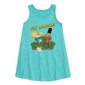 Girls' - Hey Arnold! - Arnold, Gerald, and Abner Graphic Sleeveless Aline Dress - 1 of 3