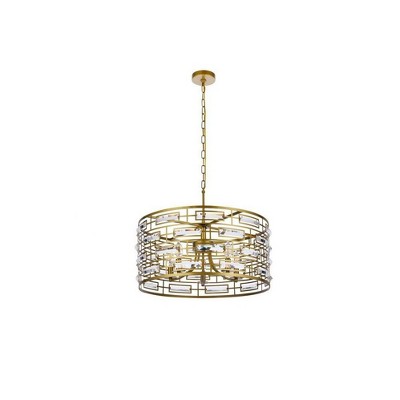 Kennedy 24" Brass and Crystal 5-Light Pendant