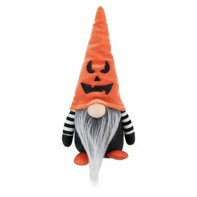 Northlight 9.25" Halloween Jack-O-Lantern Striped Tabletop Gnome Figurine
