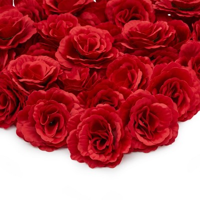 Juvale 36 Pack Artificial Red Rose Silk Flower Head for Crafts, Wedding Decor (3.5 in)