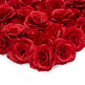 Juvale 36 Pack Artificial Red Rose Silk Flower Head for Crafts, Wedding Decor (3.5 in) - 1 of 4