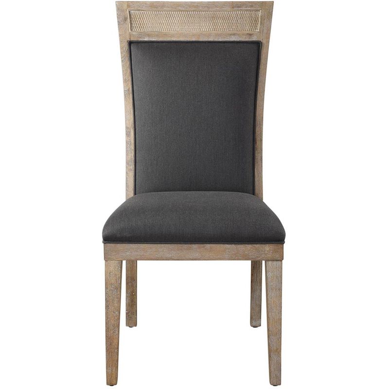 Encore Transitional Dark Gray High-Back Side Chair with Sandstone Wood Finish