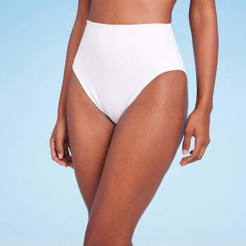 Women's High Waist High Leg Ribbed Medium Coverage Bikini Bottom - Shade & Shore™