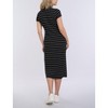 Women's Mock Neck Short Sleeve Ribbed Maternity Midi Dress | Motherhood Maternity - 2 of 4