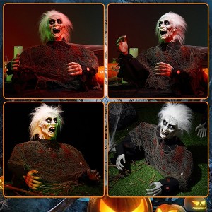 Halloween Decorations Zombie with Sound Induction, Scary Teeth & Movable Skull Head and Arm, Outdoor/Indoor Yard Garden Deco - 1 of 4