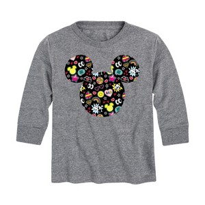 Boys' - Disney - Mickey And Minnie Doodles Long Sleeve Graphic T-Shirt - 1 of 4