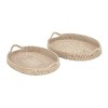 Set of 2 Oval Natural Seagrass Trays with Handles White/Brown - Olivia & May: Bohemian Woven Basket, Indoor Decor - 2 of 3