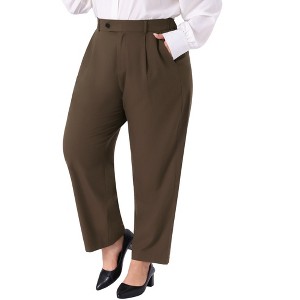Agnes Orinda Women's Plus Size Business Work Elastic Waisted Long Straight with Pocket Suit Pants - 1 of 4