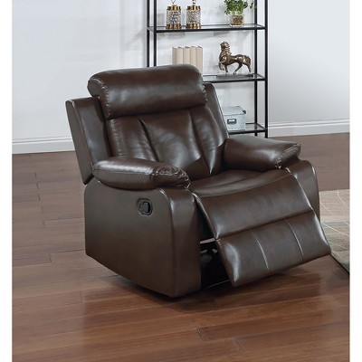 Faux Leather Manual Recliner Chair with Pillow Top Arms & Cushion Back