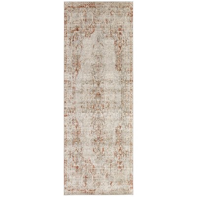 Kaia Transitional Distressed Tan/Ivory/Orange Area Rug