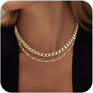 Gold Bow Pendant Necklace for Women, 14K Gold Plated CZ Bead Choker Christmas Gift - 1 of 4