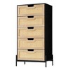 Modern Rattan 5 Drawers Dresser, Double Dresser for Bedroom, Chest of Drawers Closet Organizers and Storage Clothes - 4 of 4