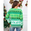 Women Christmas Sweater Cardigans with Reindeer Snowflakes Pattern Button Down Christmas Ugly Sweater Cardigan V Neck Casual Xmas Cardigan - Green,2XL - 2 of 4