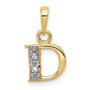 Black Bow Jewelry The Chloe Mini Diamond Accent initial D Pendant in 14k Yellow Gold - 1 of 4