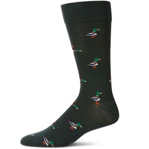 Memoi Men's "Mallard Most Fowl" Rayon from Bamboo Blend Novelty Crew Sock Rosin 10-13 - 1 of 4