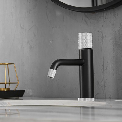 Grungis Single Handle Bathroom Sink Faucet with Hot Cold Water Mixer Tap,Bathroom Faucet for Home Sinks